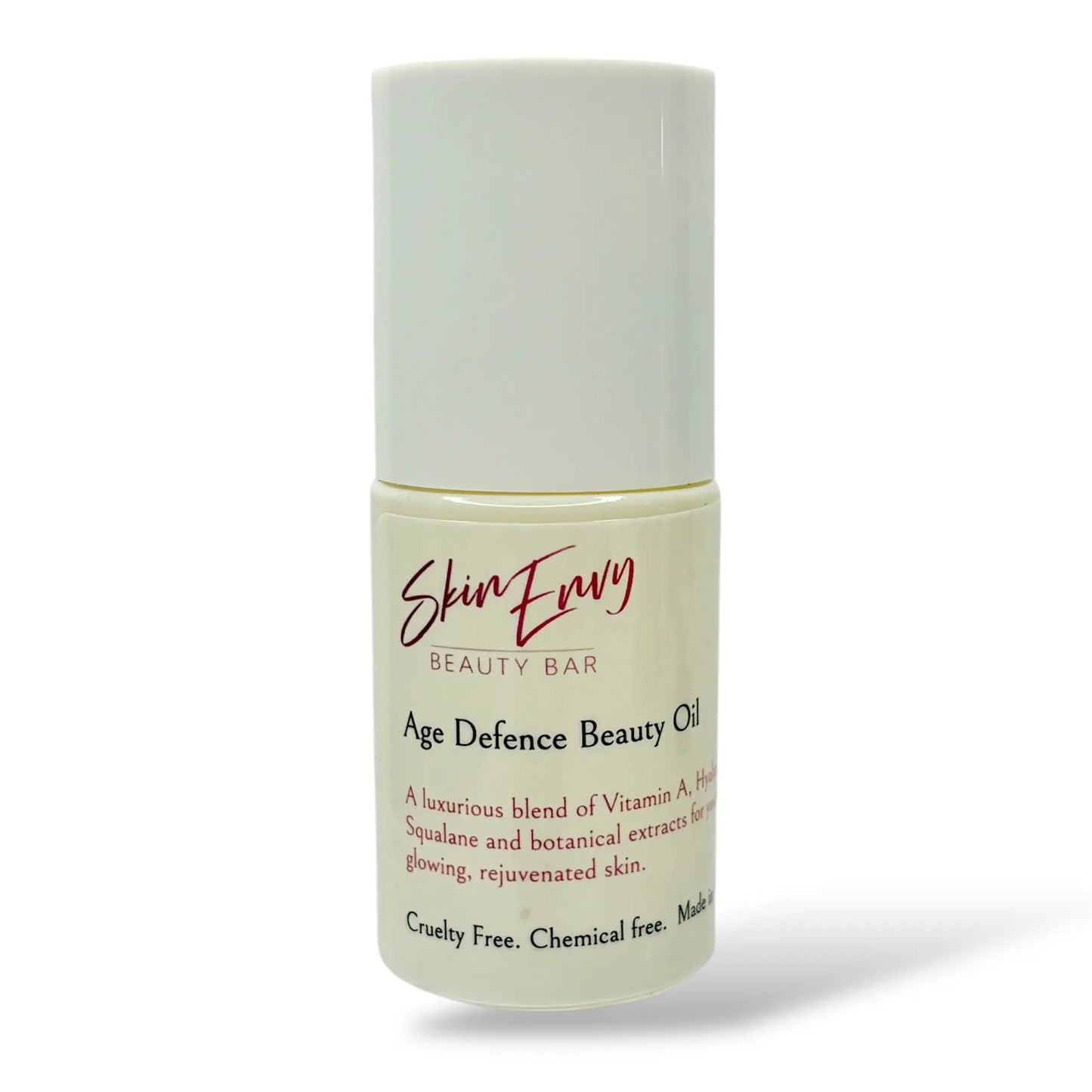 Age Defence Beauty Oil Skin Envy Beauty Bar in a studio background. 
