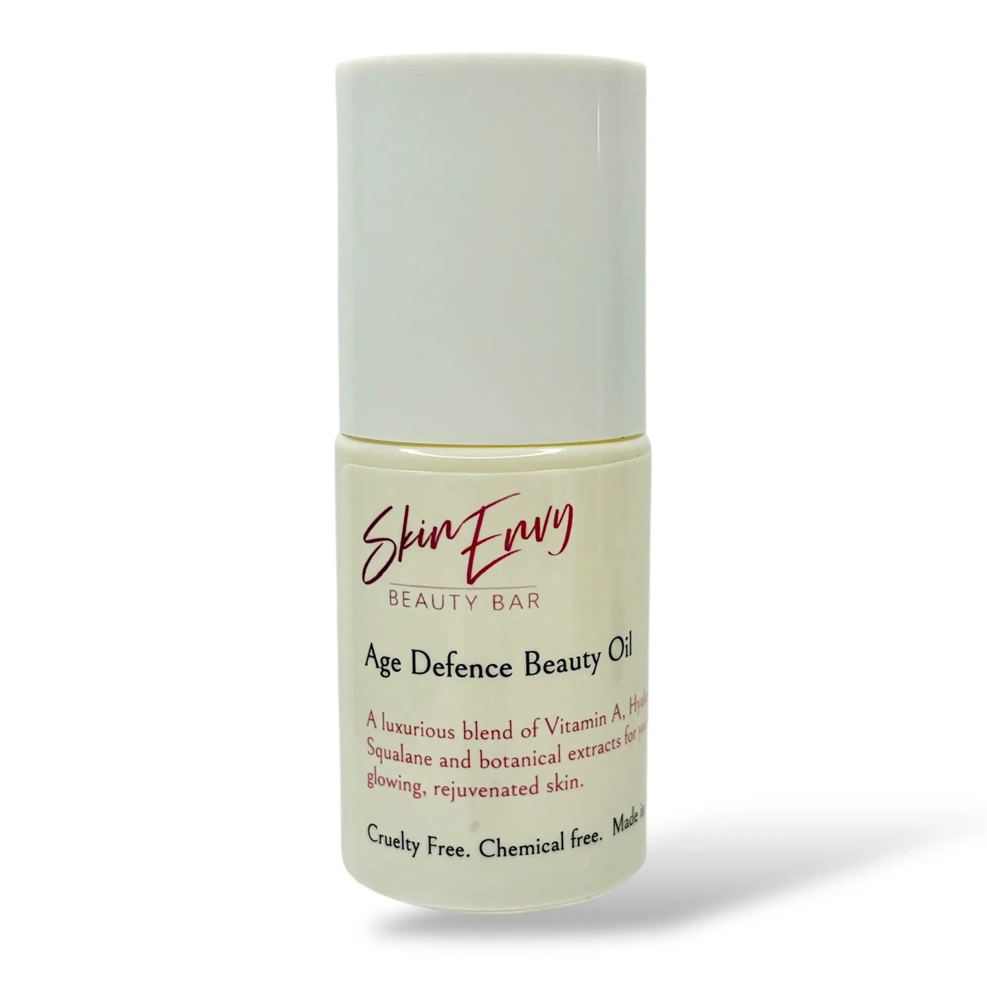 Age Defence Beauty Oil Skin Envy Beauty Bar in a studio background. 