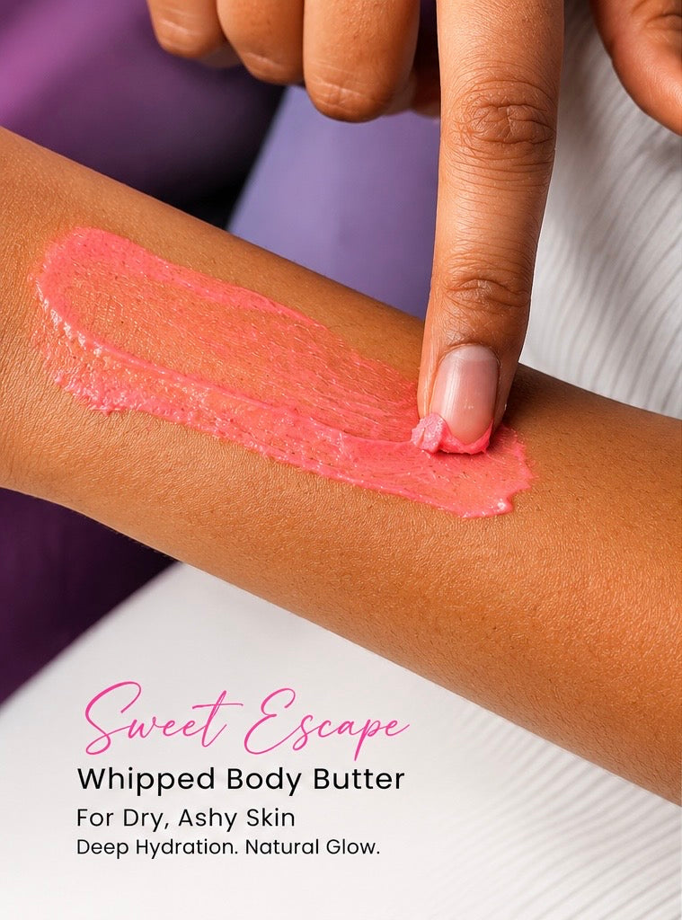 Whipped Body Butter for Dry, Ashy Skin -Deep Hydration Glow| Sweet Escape