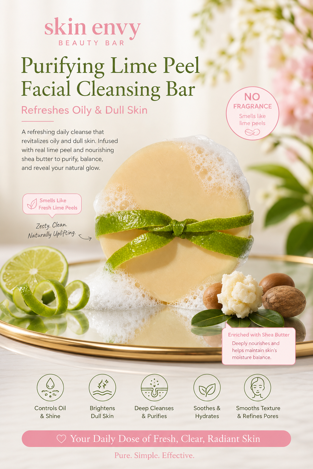 Purifying Lime Peel Facial Cleansing Bar – Refreshes Oily & Dull Skin